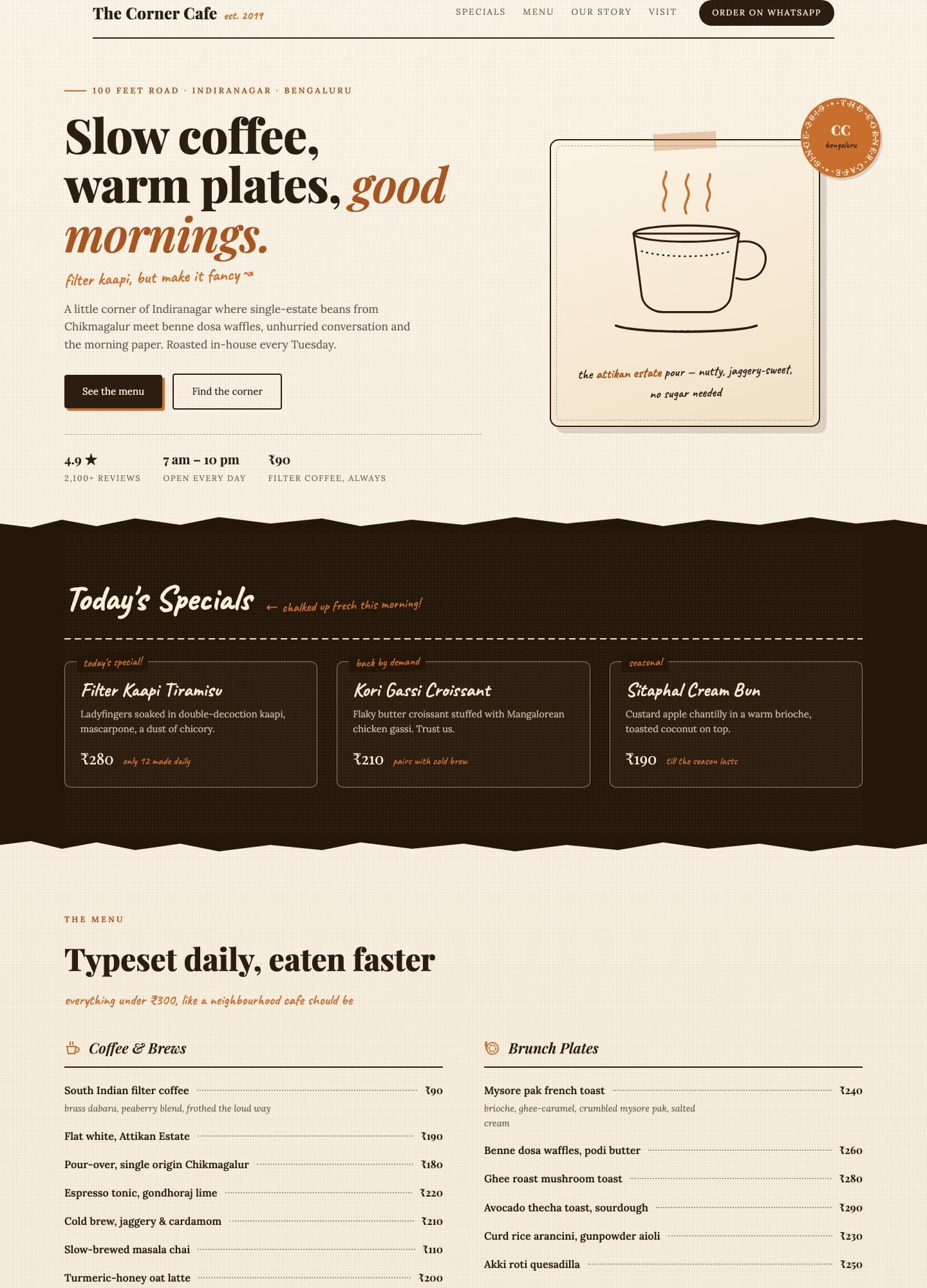 The Corner Cafe — live website