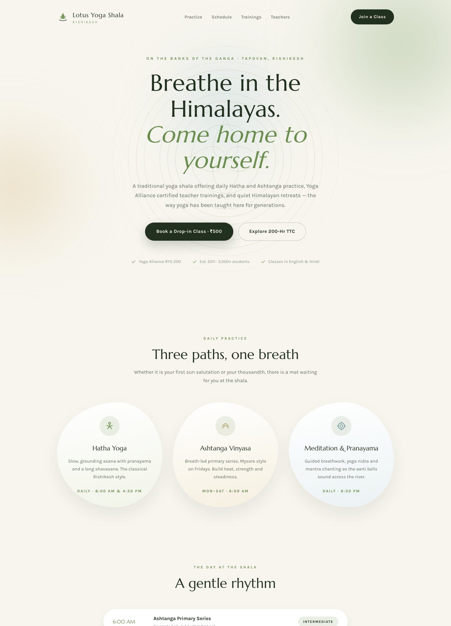Lotus Yoga Shala — live website